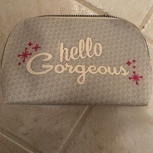Hello Gorgeous Benefit Cosmetics Toiletry Cream and Pink Bag